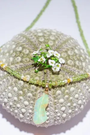 Necklace Australian Opal Crystal Feather