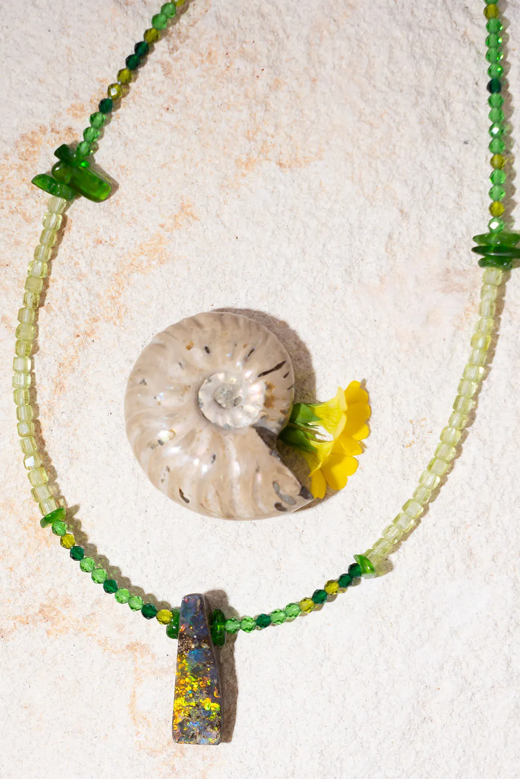 Necklace Australian Opal Green Rosella