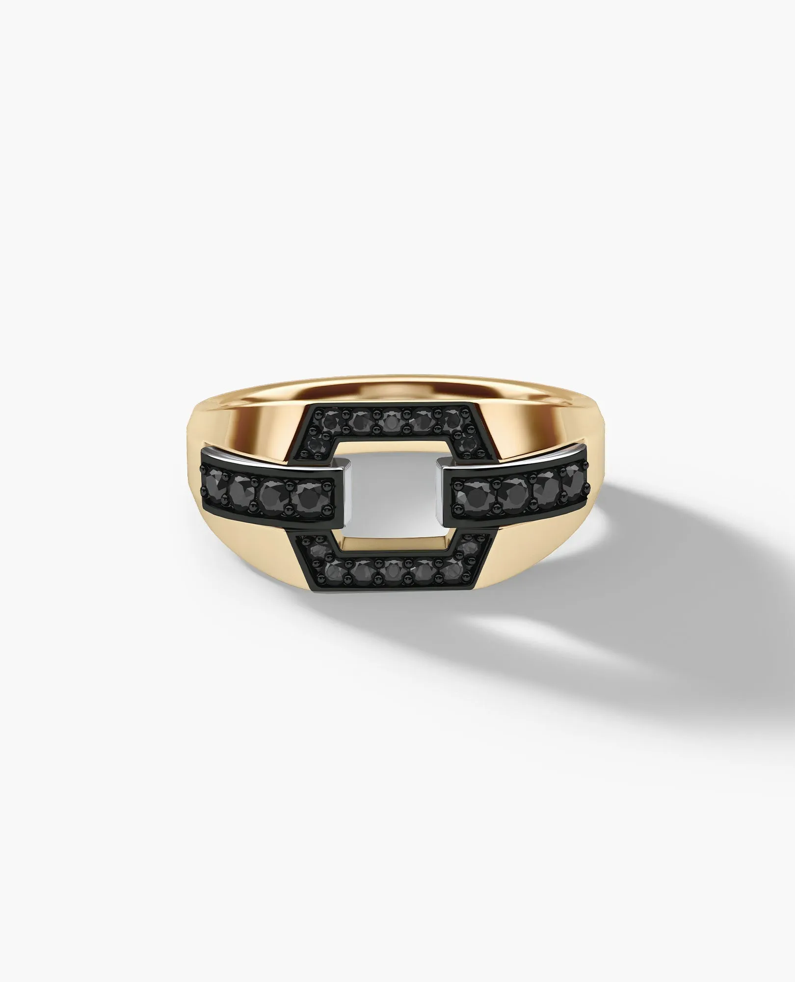 NORTHSTAR Gold Signet Ring with 0.30ct Black Diamonds