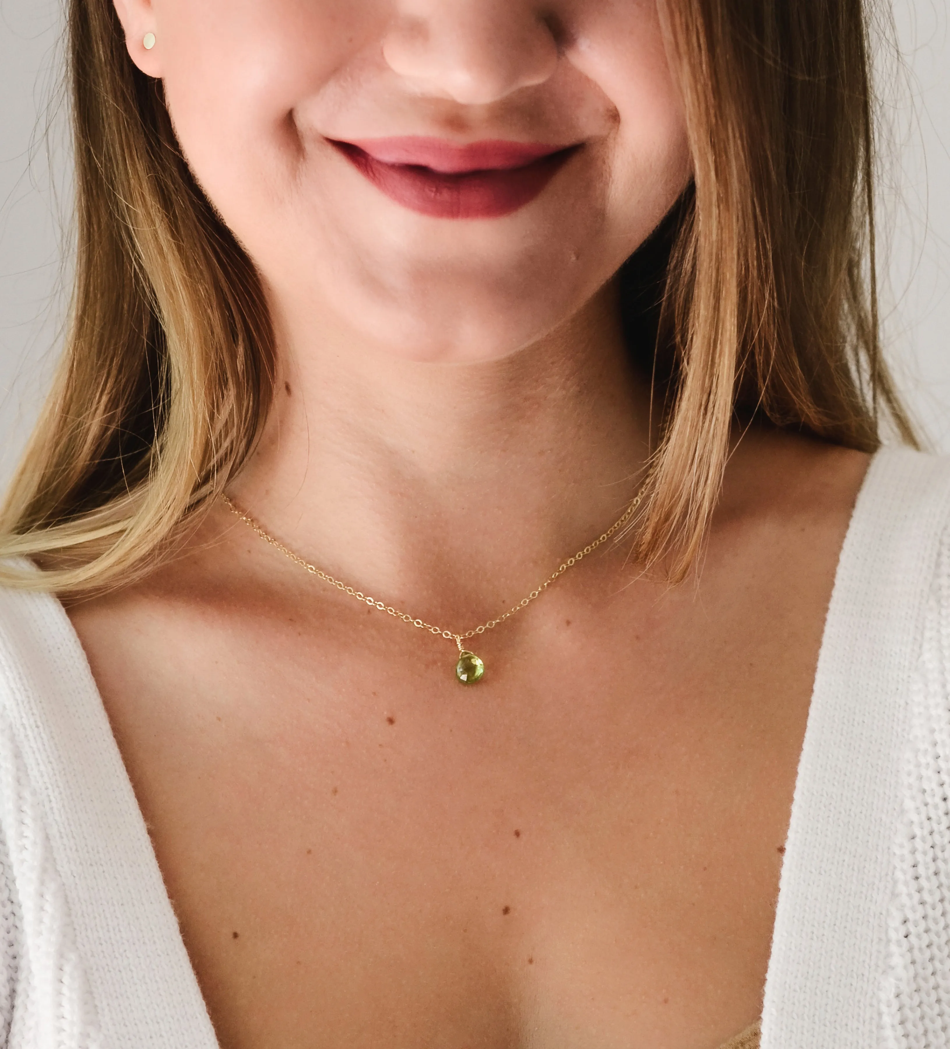 Peridot Droplet Necklace