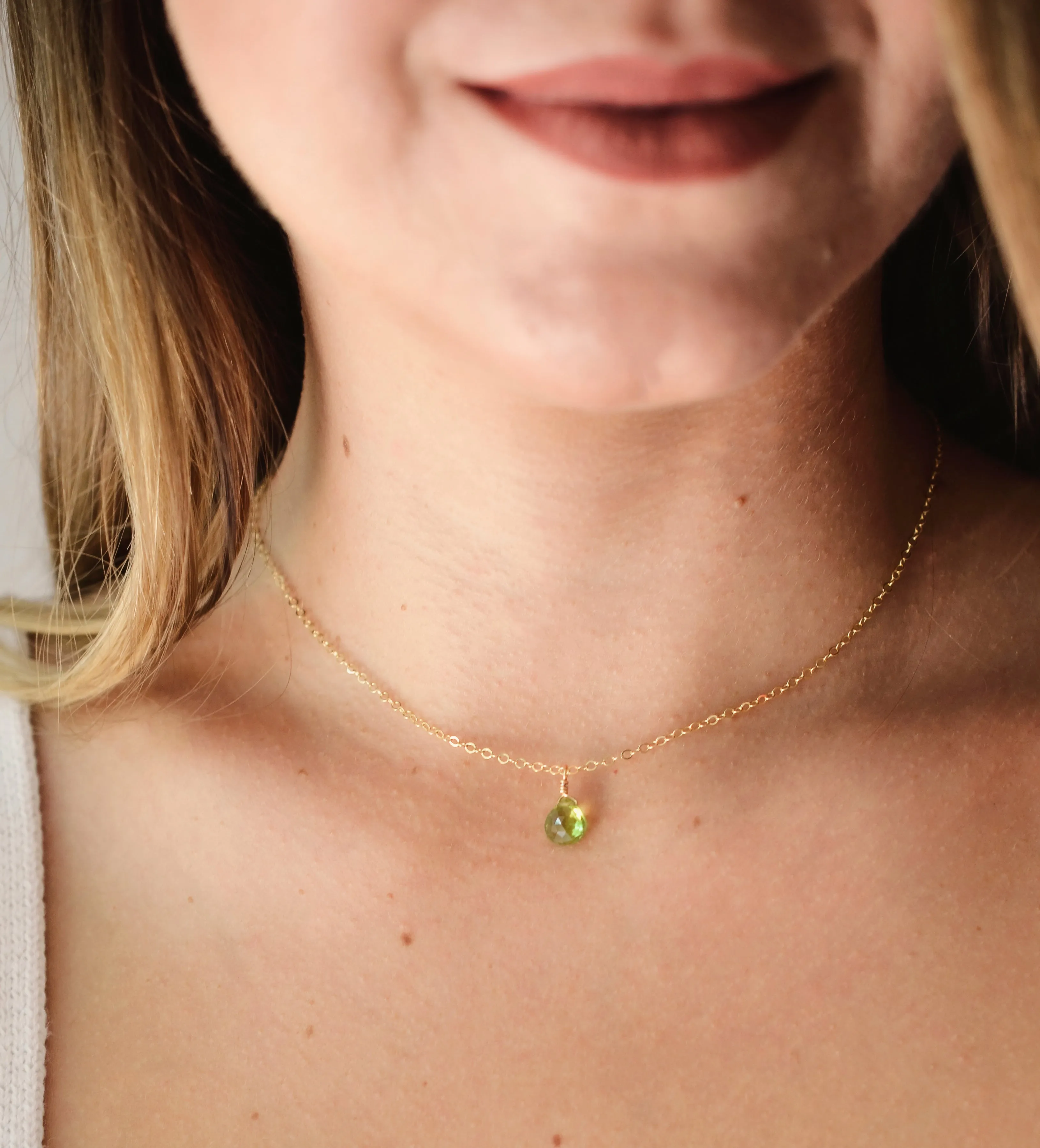 Peridot Droplet Necklace