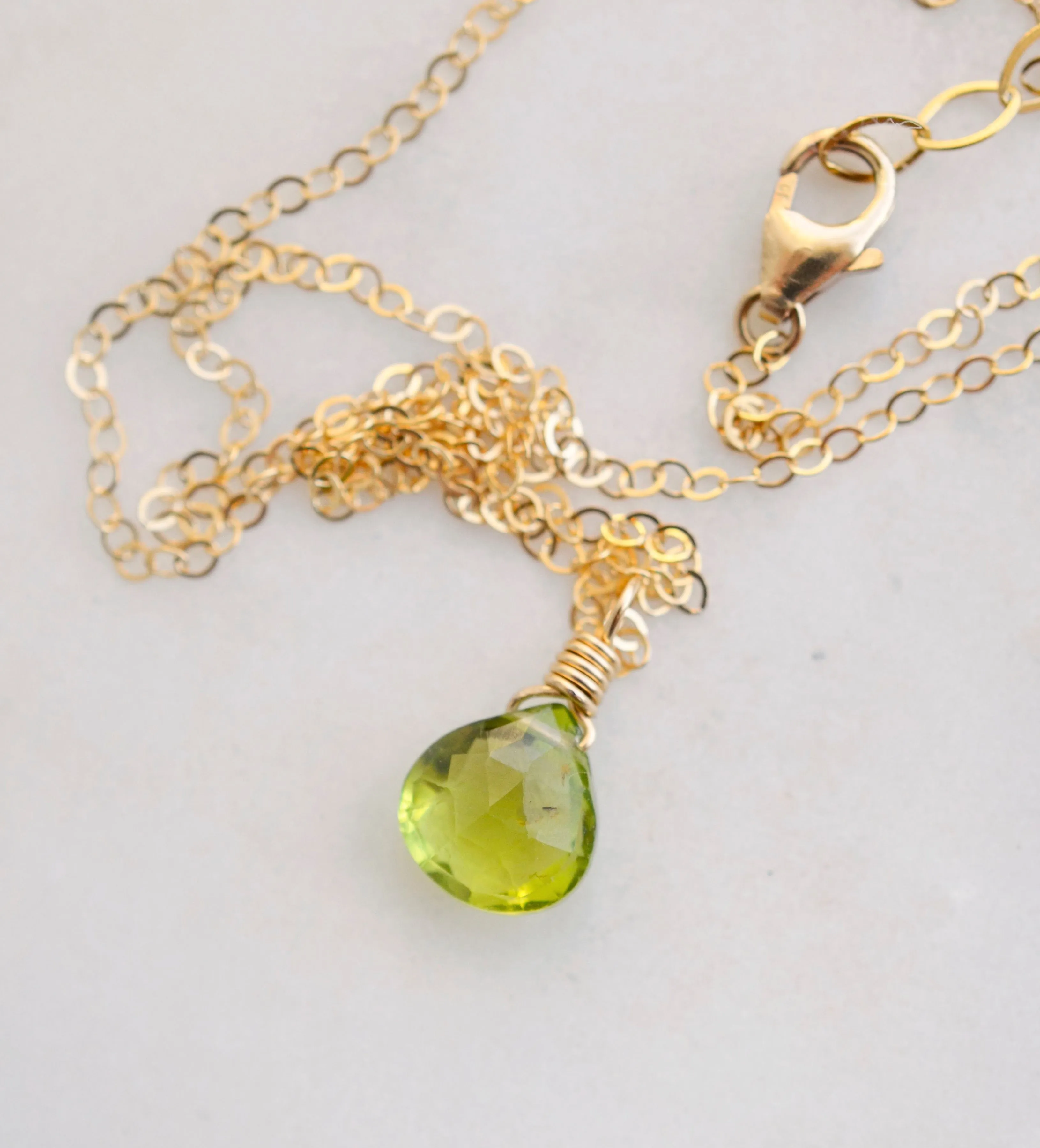 Peridot Droplet Necklace