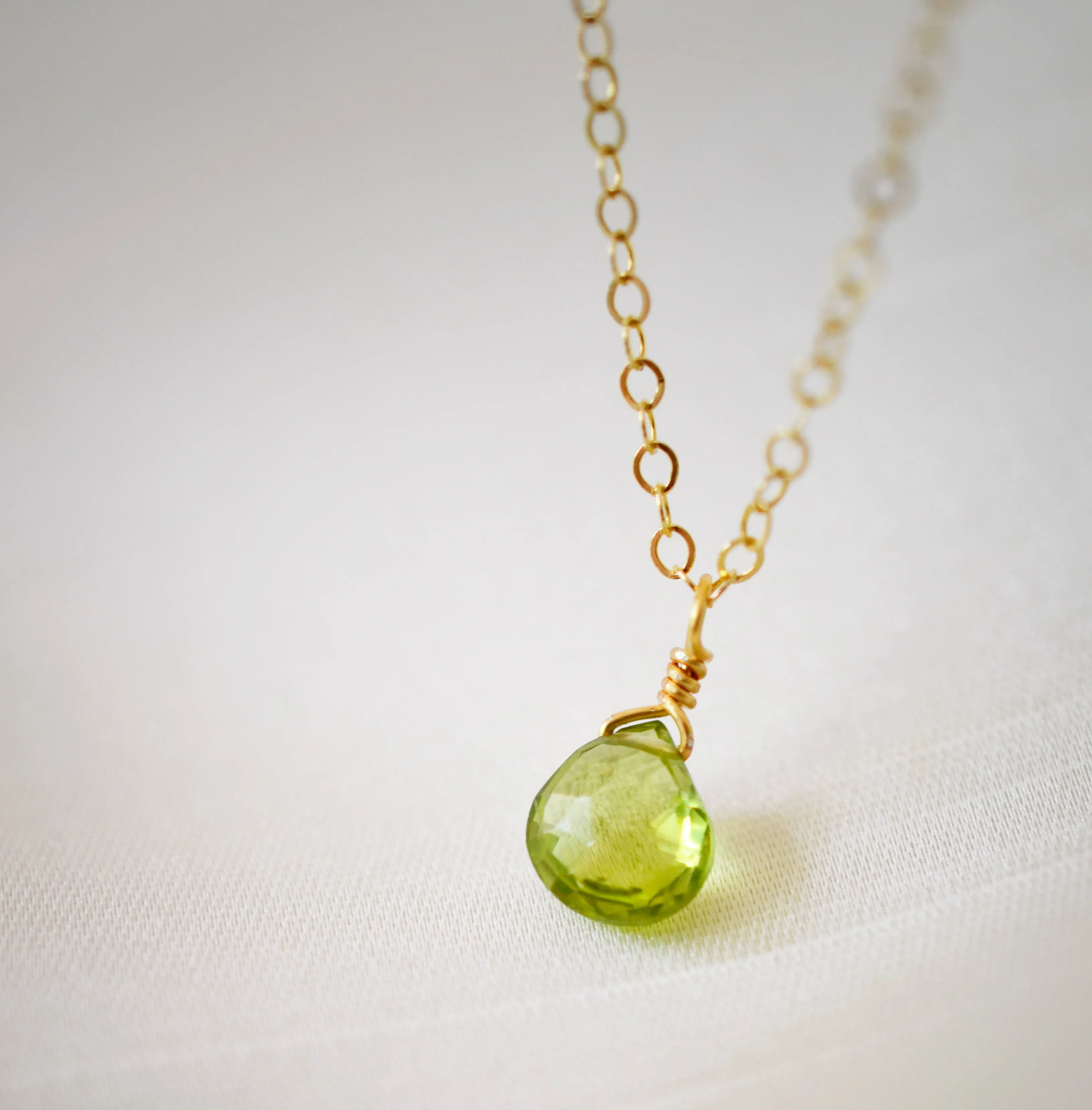 Peridot Droplet Necklace