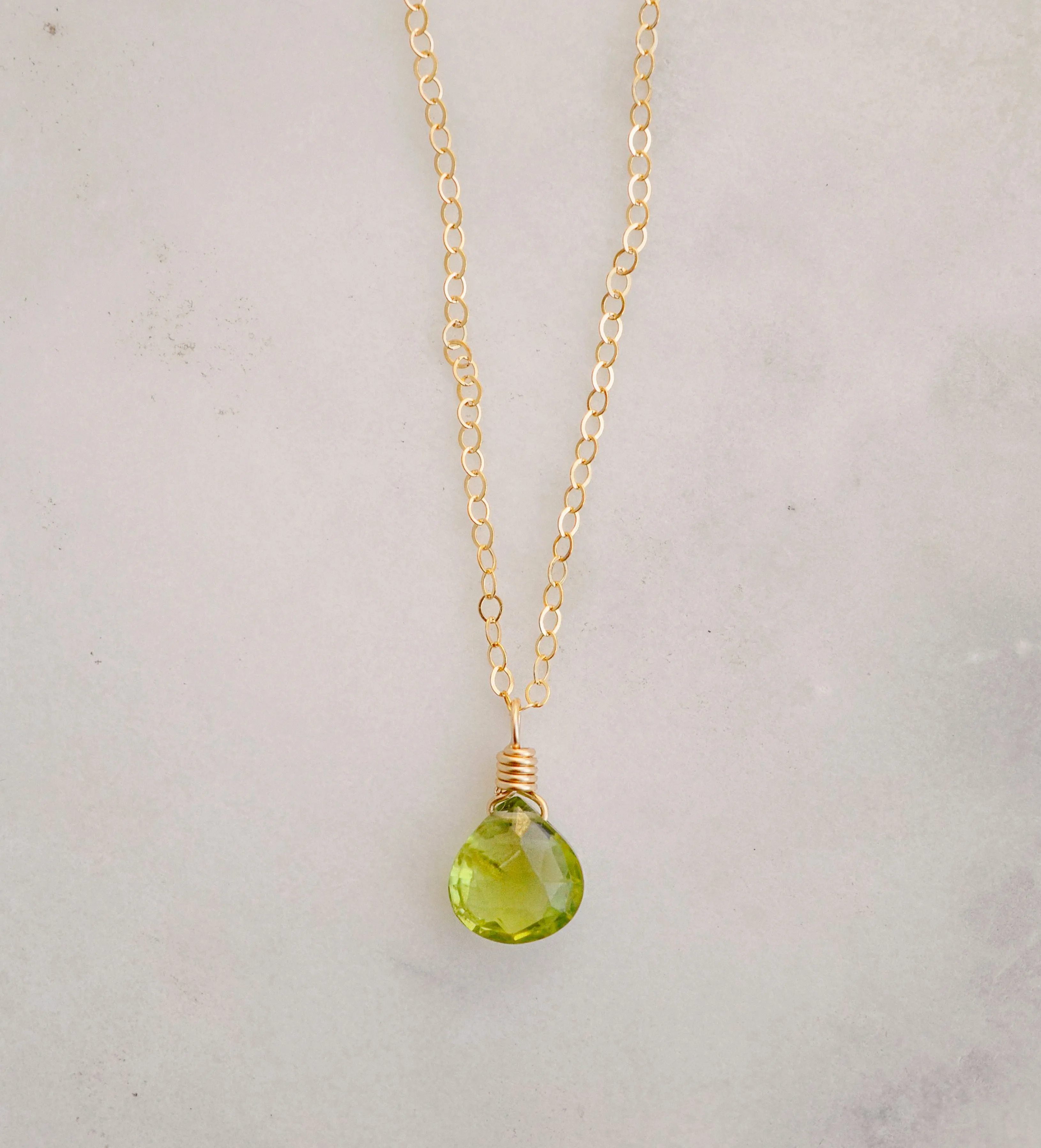 Peridot Droplet Necklace