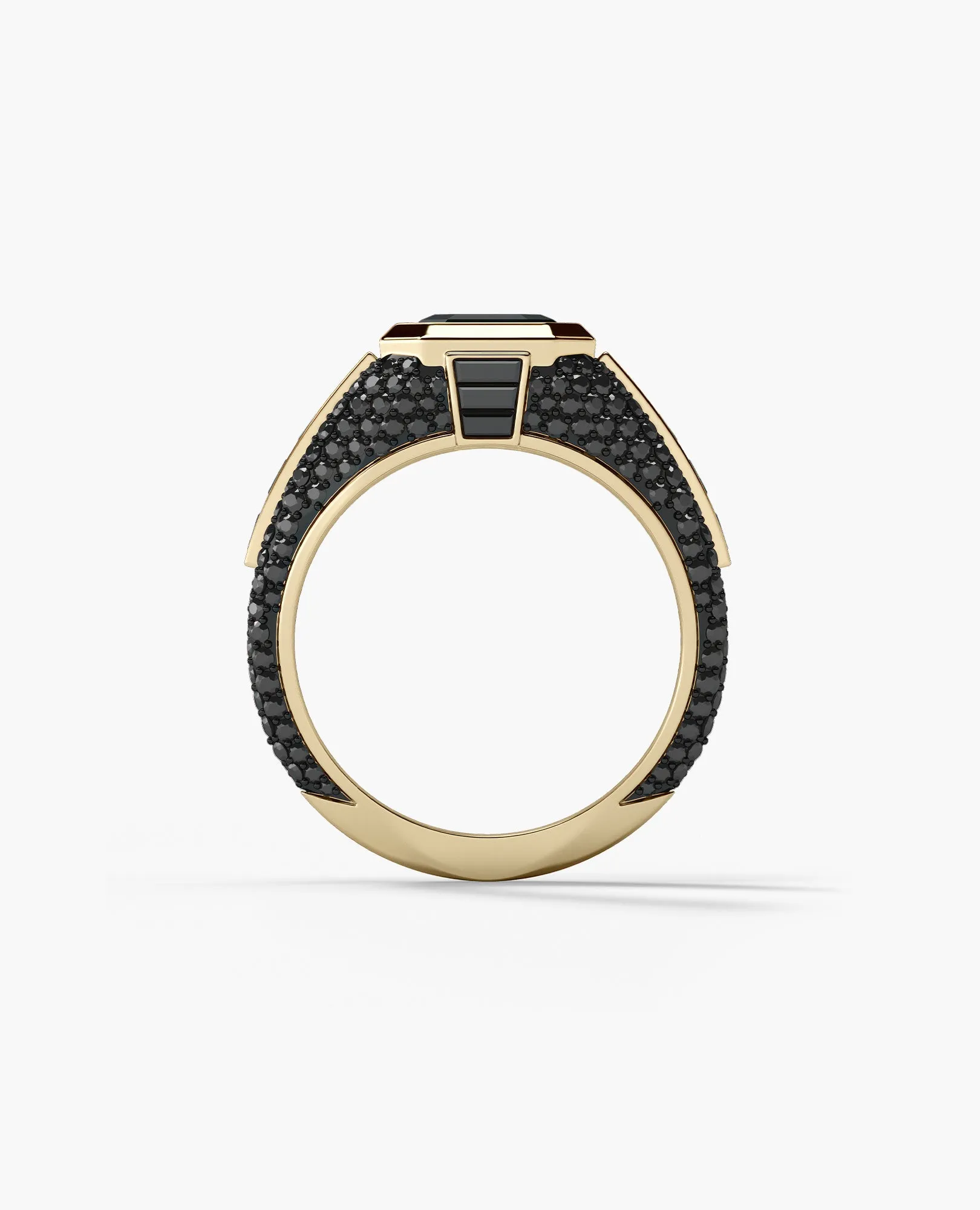ROCHESTER Gold Signet Ring with 11.30ct Black Diamonds