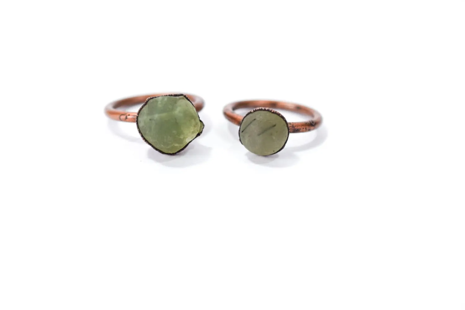 SALE Raw Prehnite ring | Prehnite crystal ring