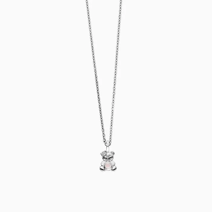 Silver Rose Quartz Teddy Necklace