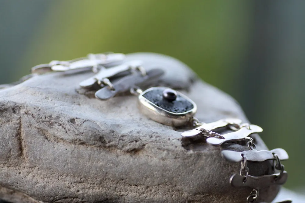 Sterling Silver Black Lava Cuff