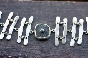 Sterling Silver Black Lava Cuff