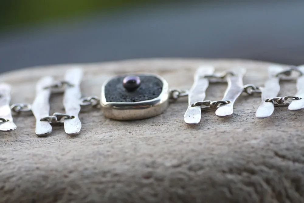 Sterling Silver Black Lava Cuff