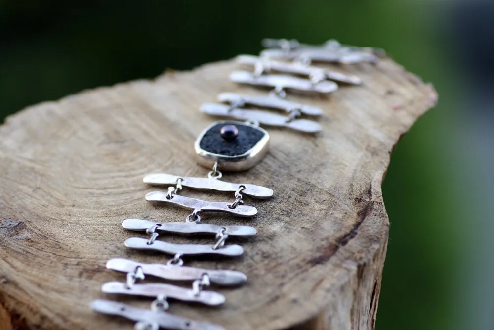 Sterling Silver Black Lava Cuff