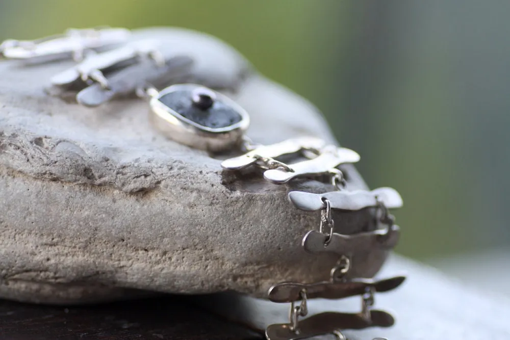 Sterling Silver Black Lava Cuff