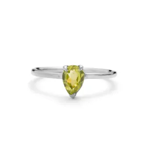 Teardrop Ring, Peridot, Silver