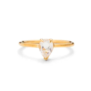 Teardrop Ring, White Topaz, 9kt Yellow Gold