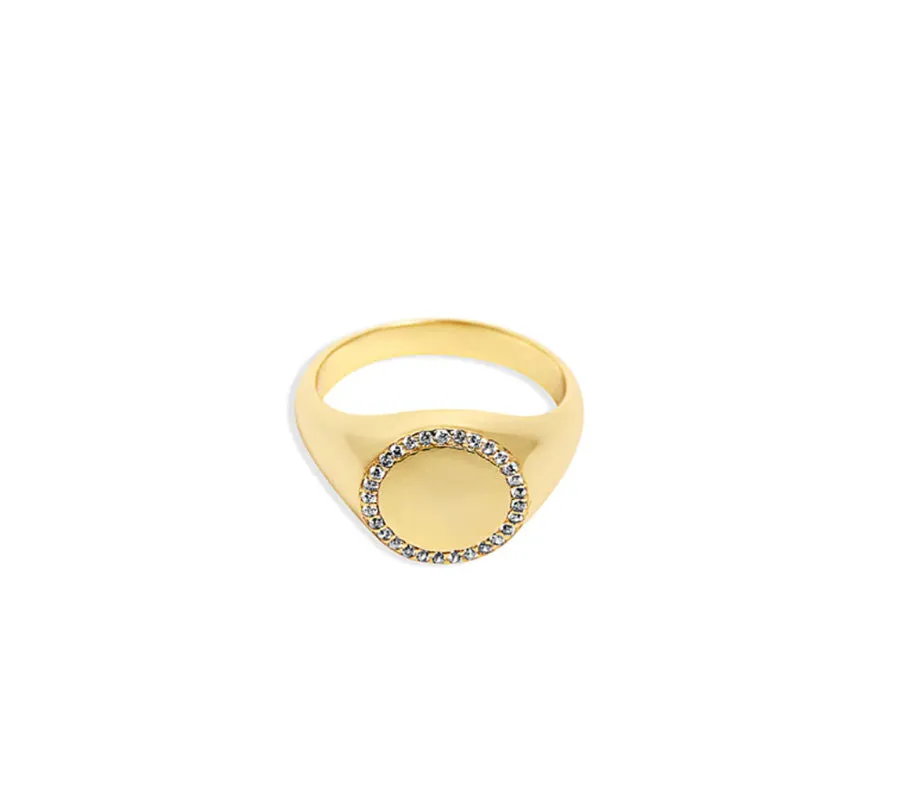 THE PAVE' DISC SIGNET RING