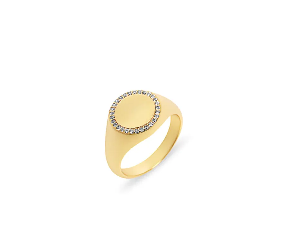 THE PAVE' DISC SIGNET RING