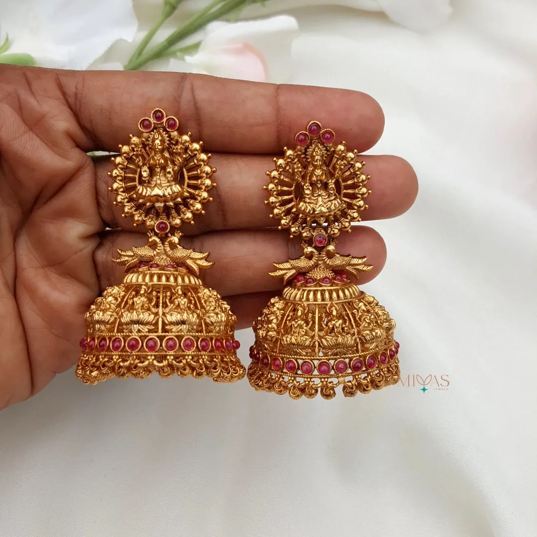 Traditional Grand Lakshmi Jhumka - Ruby