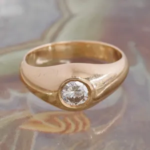 Vintage Flush Set Early Modern Brilliant Transitional Diamond 14k Gold Dome Engagement Ring