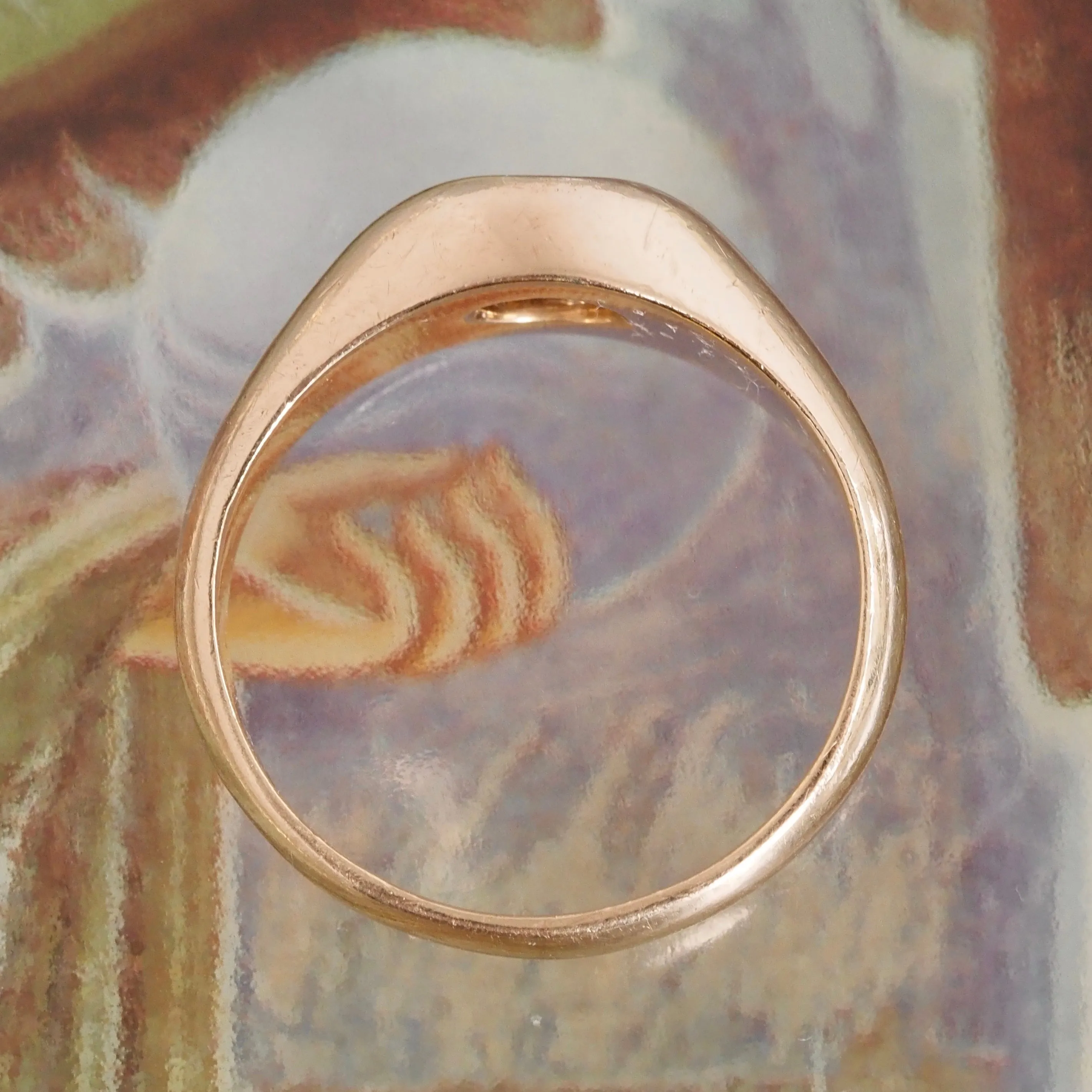 Vintage Flush Set Early Modern Brilliant Transitional Diamond 14k Gold Dome Engagement Ring