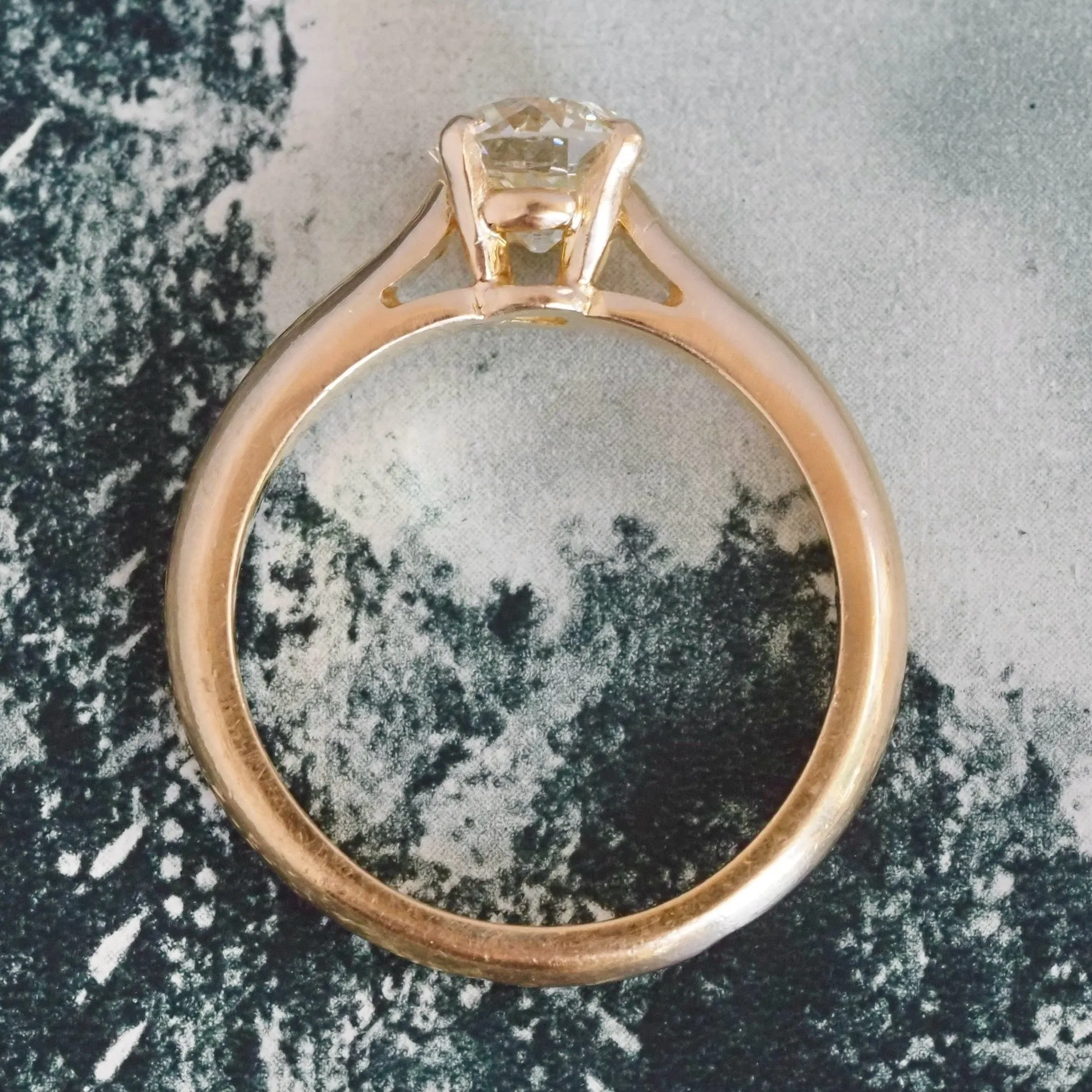 Vintage French 1.30ct Antique Old European Cut Diamond 18k Gold Engagement Ring