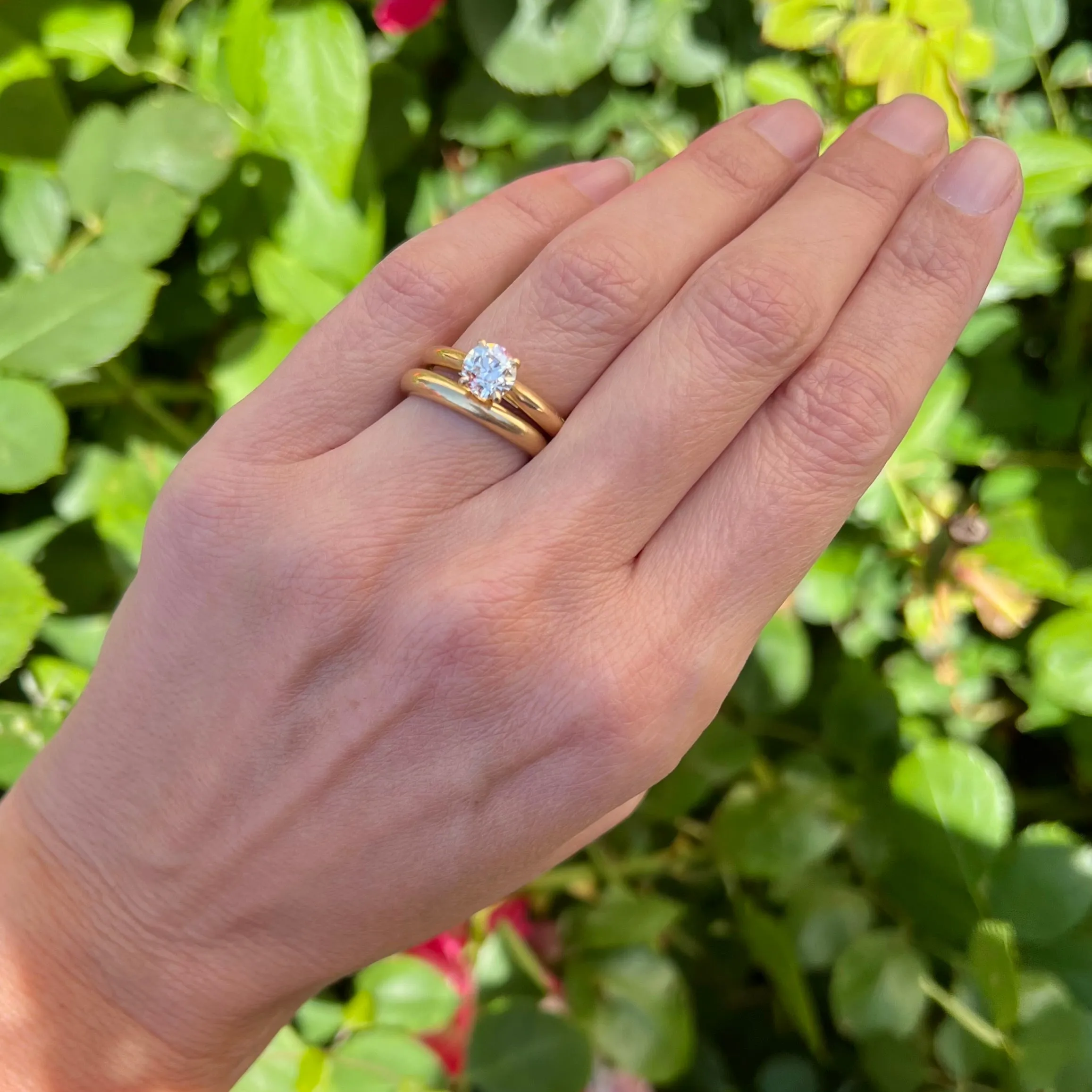 Vintage French 1.30ct Antique Old European Cut Diamond 18k Gold Engagement Ring