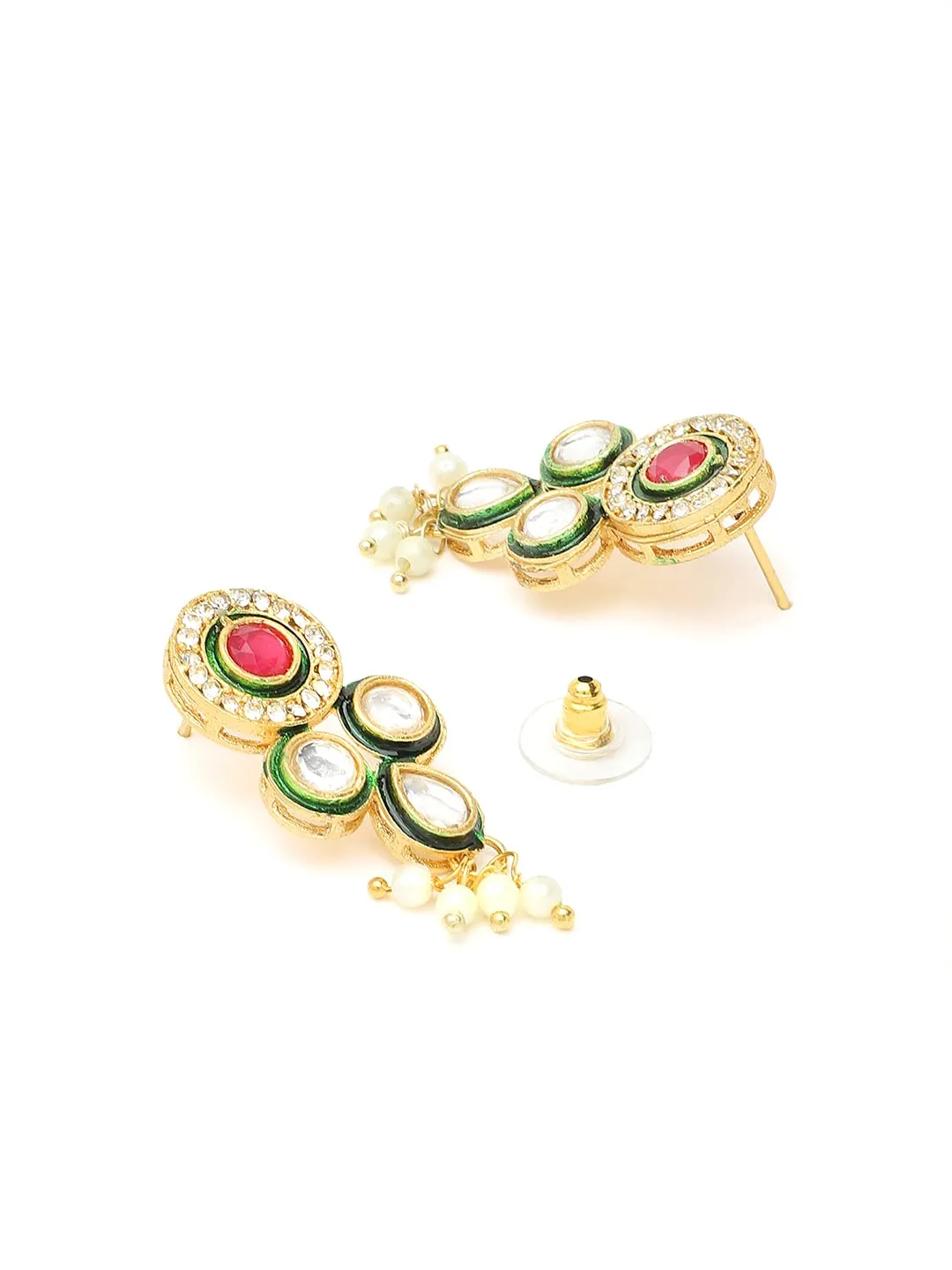 Yellow Chimes Kundan Jewellery Set for Women Multilayed Pearl Choker Necklace Set Gold Plated Traditional Necklace Set for Women and Girls.