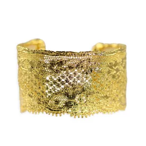 Yvette - Intricate Lace Cuff Bracelet in 24k gold